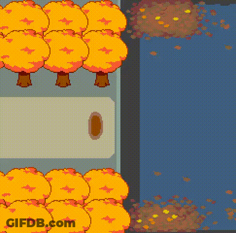 Pixel Art Forest With Trees And Leaves GIF