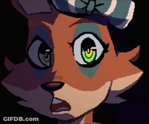 Pixel Art Fox Face With Green Eyes GIF