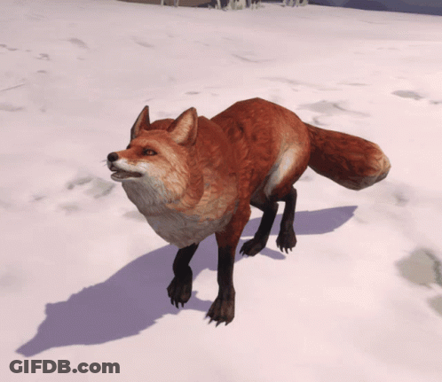 Pixel Art Fox On Blue Background GIF