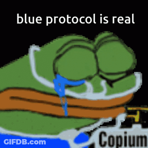 Pixel Art Frog Blue Protocol Is Real Copium GIF