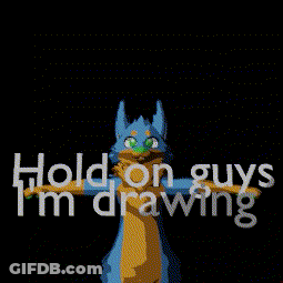 Pixel Art Furry Saying Hold On Guys I'm Drawing GIF