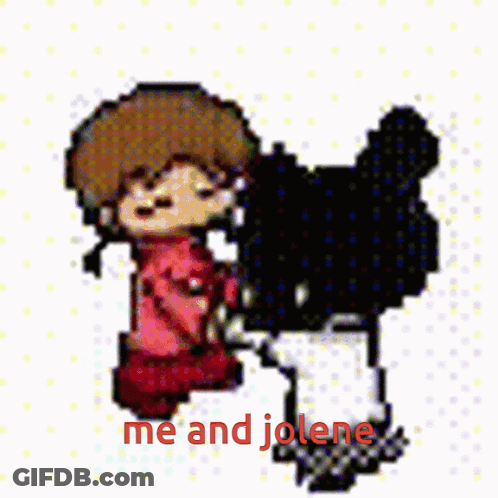 Pixel Art Girl And Black Bear Me And Jolene GIF
