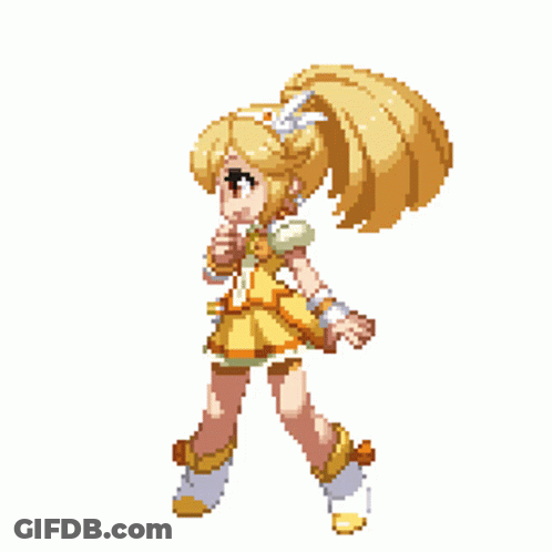 Pixel Art Girl Blonde Hair GIF