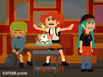 Pixel Art Girl Blowing Out Birthday Candle GIF