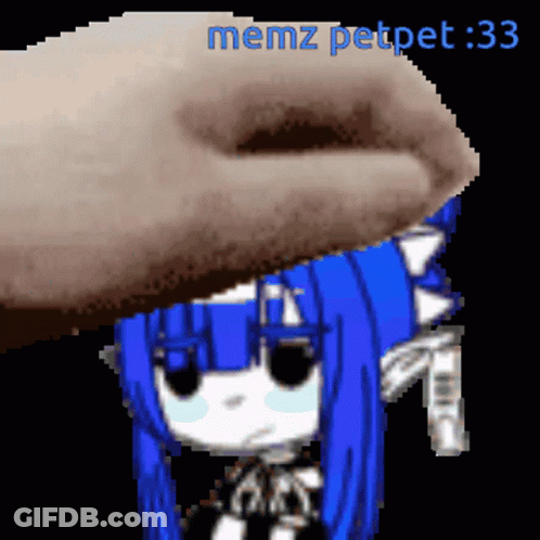 Pixel Art Girl Blue Hair Memz Petpet : 33 GIF