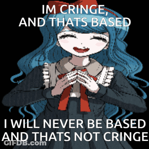 Pixel Art Girl Blue Hair Says Im Cringe And Thats Based GIF