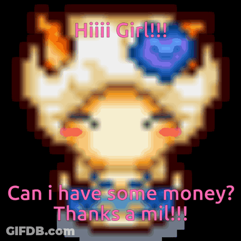 Pixel Art Girl Can I Have Some Money GIF