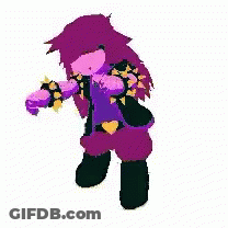 Pixel Art Girl Dancing Purple Hair Spiked Bracelets GIF