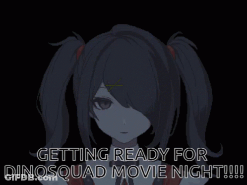 Pixel Art Girl Getting Ready For Dinosquad Movie Night GIF