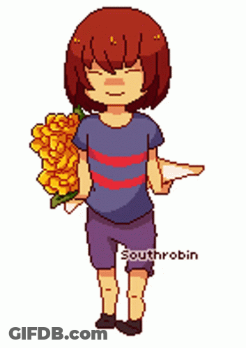 Pixel Art Girl Holding Bouquet GIF