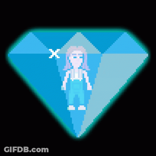 Pixel Art Girl In Blue Diamond GIF