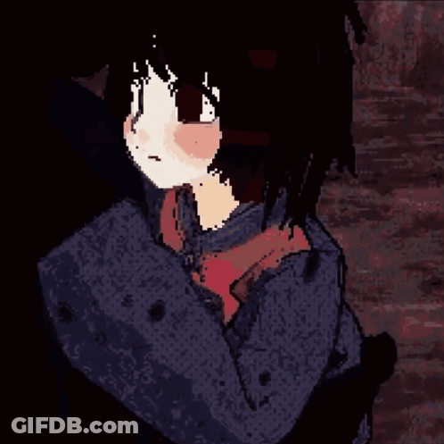 Pixel Art Girl In Blue Jacket GIF