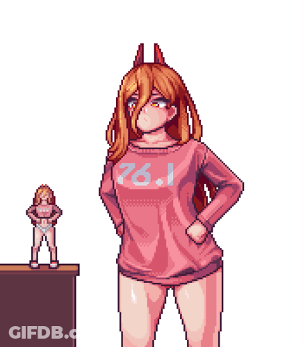 Pixel Art Girl In Pink Sweater 76.1 GIF