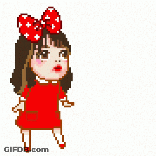 Pixel Art Girl In Red Dress GIF