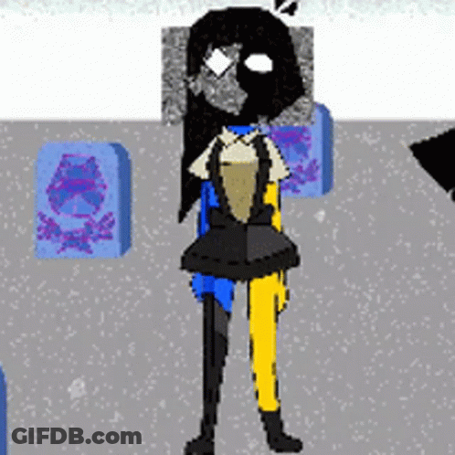 Pixel Art Girl In Yellow And Blue Outfit GIF