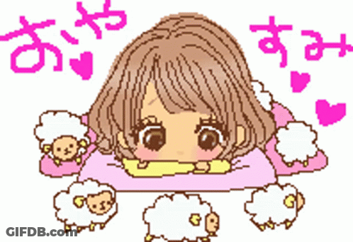 Pixel Art Girl Laying On Pillow Surrounded By Sheep GIF