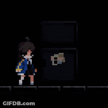 Pixel Art Girl Opening Refrigerator GIF