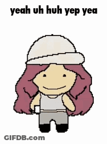 Pixel Art Girl Phone Saying Yeah Uh Huh Yep Yea GIF