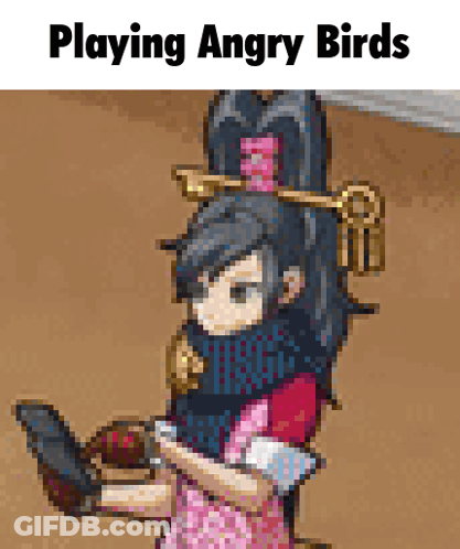 Pixel Art Girl Playing Angry Birds GIF