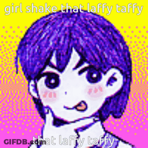 Pixel Art Girl Purple Hair Saying Girl Shake That Taffy Taffy GIF