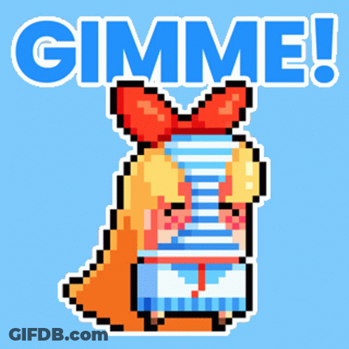 Pixel Art Girl Saying Gimme GIF