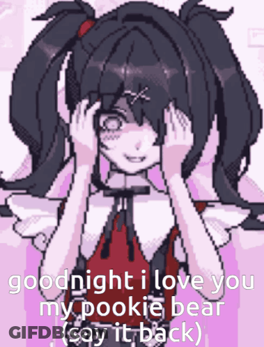 Pixel Art Girl Saying Goodnight I Love You GIF
