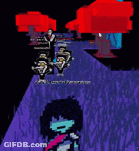 Pixel Art Girl Standing Before Crowd GIF