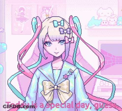 Pixel Art Girl Waving Today Is A Special Day Guess GIF