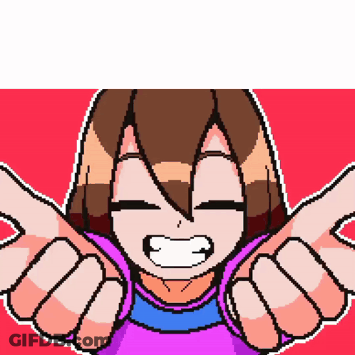 Pixel Art Girl With Arms Outstretched Smiling GIF