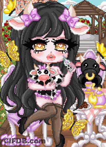 Pixel Art Girl With Cow Ears Marivic GIF