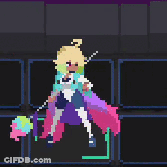 Pixel Art Girl With Green Hair GIF