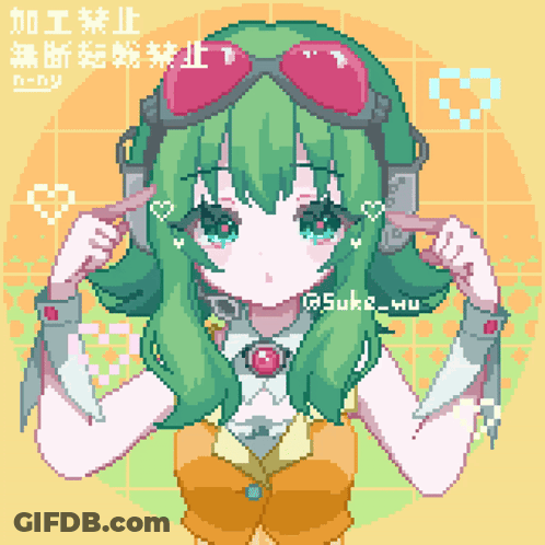 Pixel Art Girl With Green Hair GIF