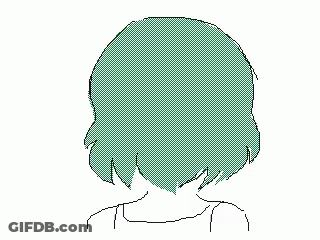 Pixel Art Girl With Green Hair Covering Mouth GIF