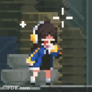 Pixel Art Girl With Headphones And Backpack GIF