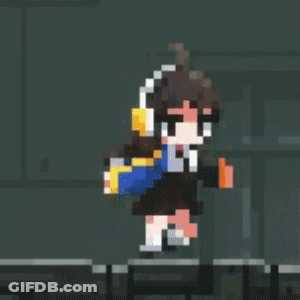 Pixel Art Girl With Headphones And Backpack GIF