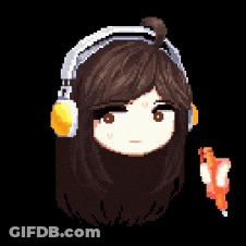 Pixel Art Girl With Headphones And Fox GIF