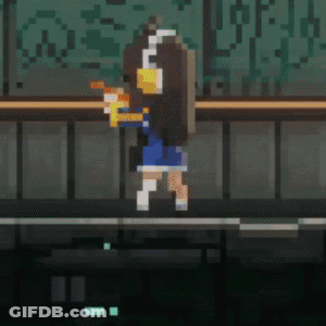 Pixel Art Girl With Headphones GIF