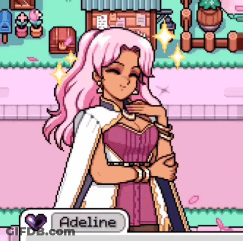 Pixel Art Girl With Pink Hair Adeline GIF