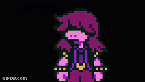 Pixel Art Girl With Pink Hair And Purple Eyes GIF