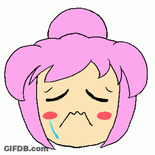 Pixel Art Girl With Pink Hair Sad Face GIF