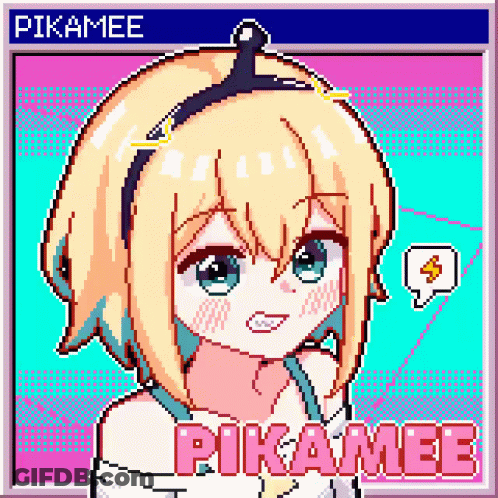 Pixel Art Girl With Pink Pikamee GIF
