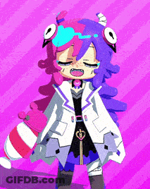 Pixel Art Girl With Purple And Blue Hair GIF