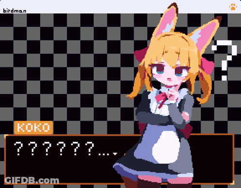 Pixel Art Girl With Question Mark Koko GIF