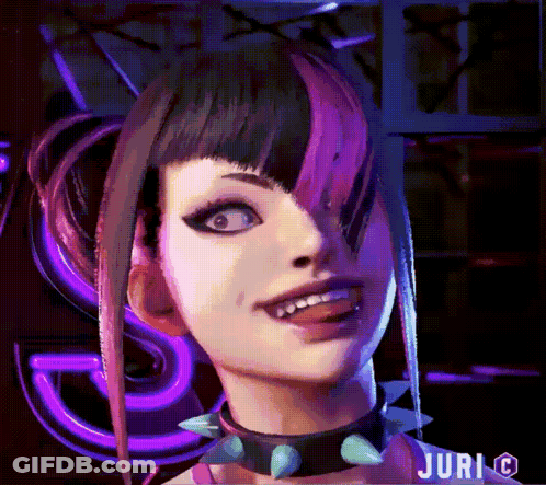 Pixel Art Girl With Spikes And Juri GIF