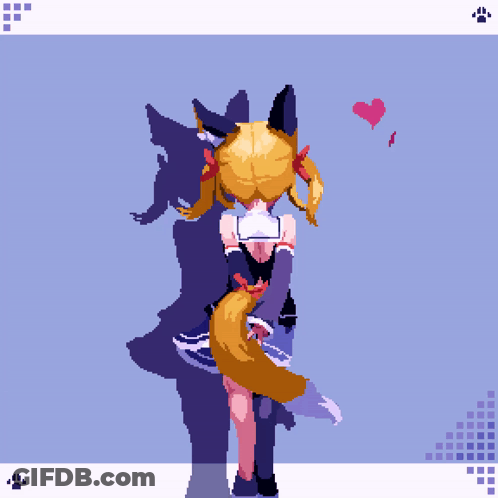 Pixel Art Girl With Tail GIF