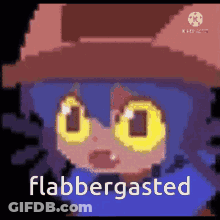 Pixel Art Girl With Yellow Eyes Saying Flabbergasted GIF