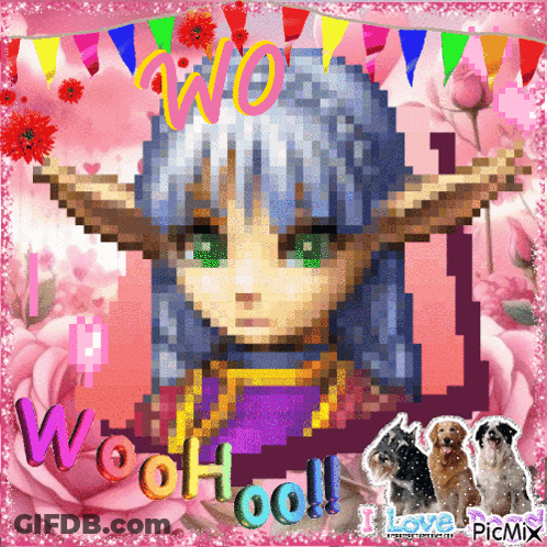 Pixel Art Girl Woo Hoo GIF