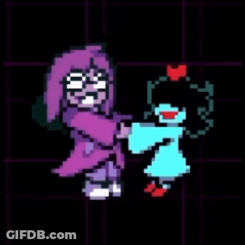 Pixel Art Girls Dancing Together GIF