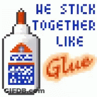 Pixel Art Glue Bottle And Words GIF