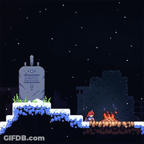 Pixel Art Grave And Fire GIF